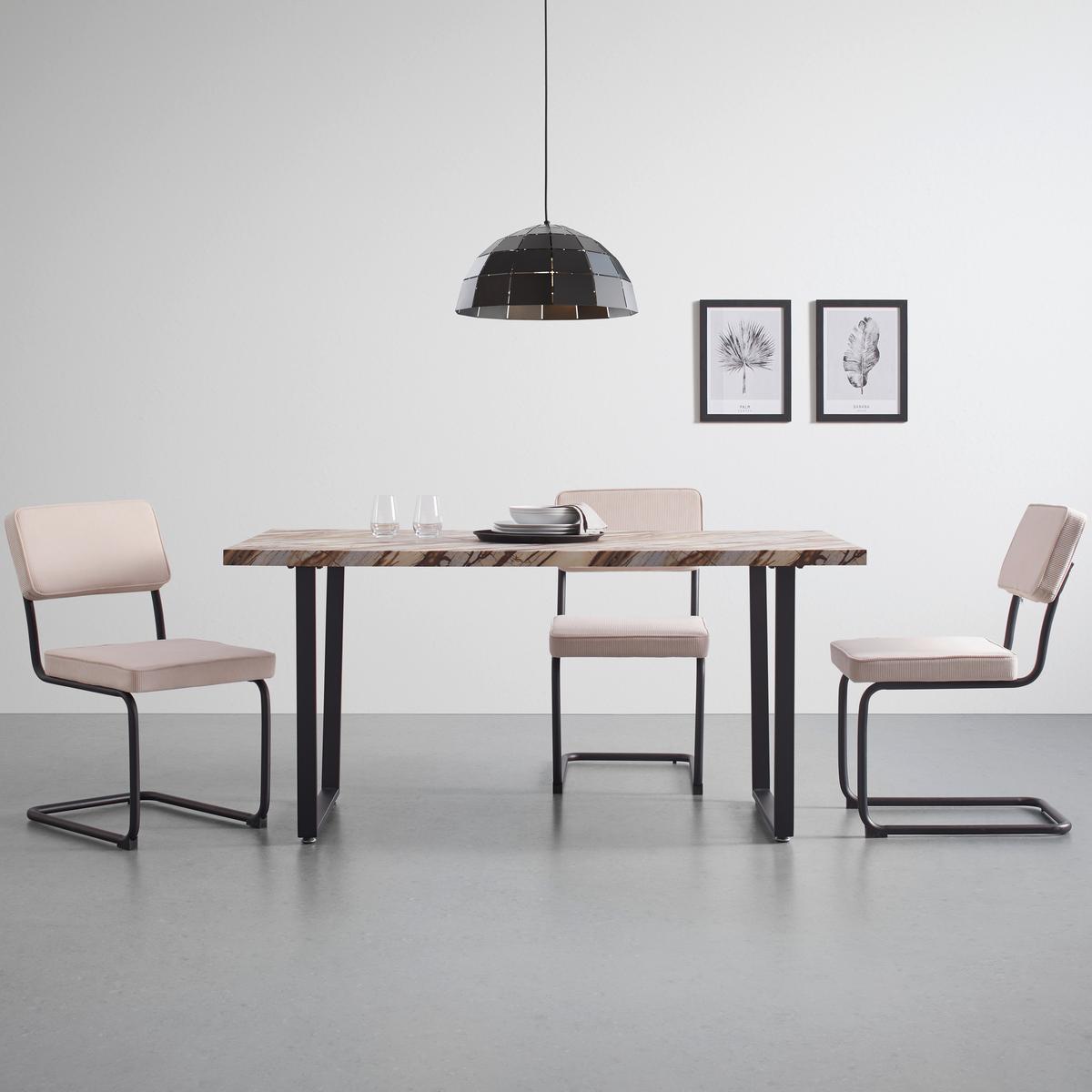 Jídelní stůl DAVE 160x90 cm - bílá/černá, Moderní, kov (160/90/76cm) - Bessagi Home