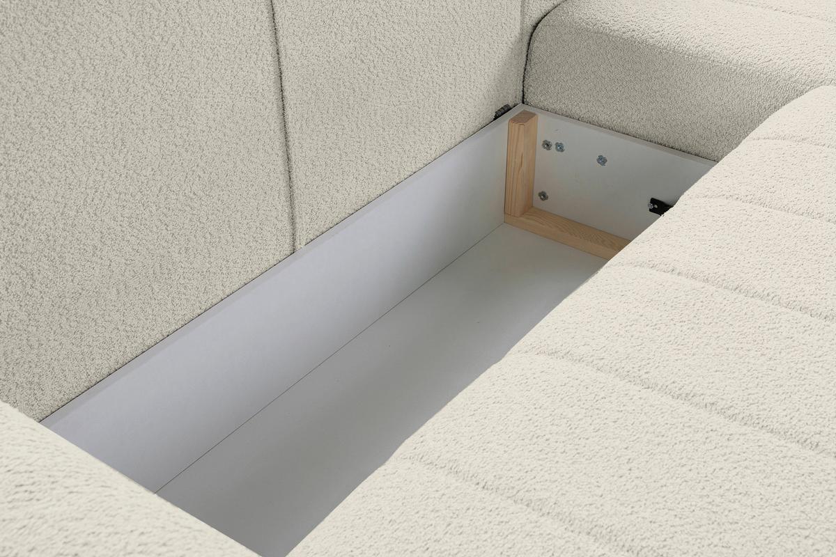 Ecksofa Luna New Boucle Beige, S: 260x161cm - Beige/Schwarz, Basics, Textil (260/161cm) - Livetastic