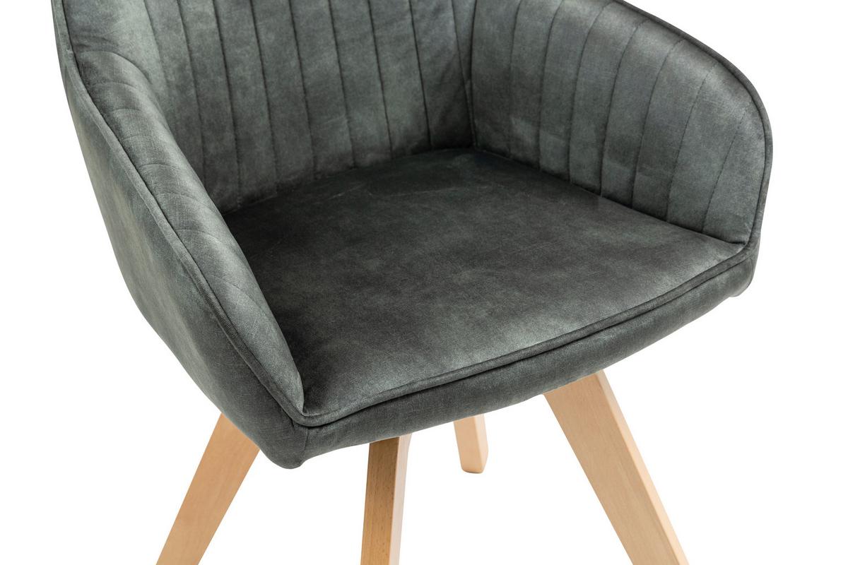 Armlehnstuhl Hanna Dunkelgrün, Sitzfl. 180° Drehb - Dunkelgrün/Buchefarben, KONVENTIONELL, Holz/Textil (63/83/63cm) - MID.YOU