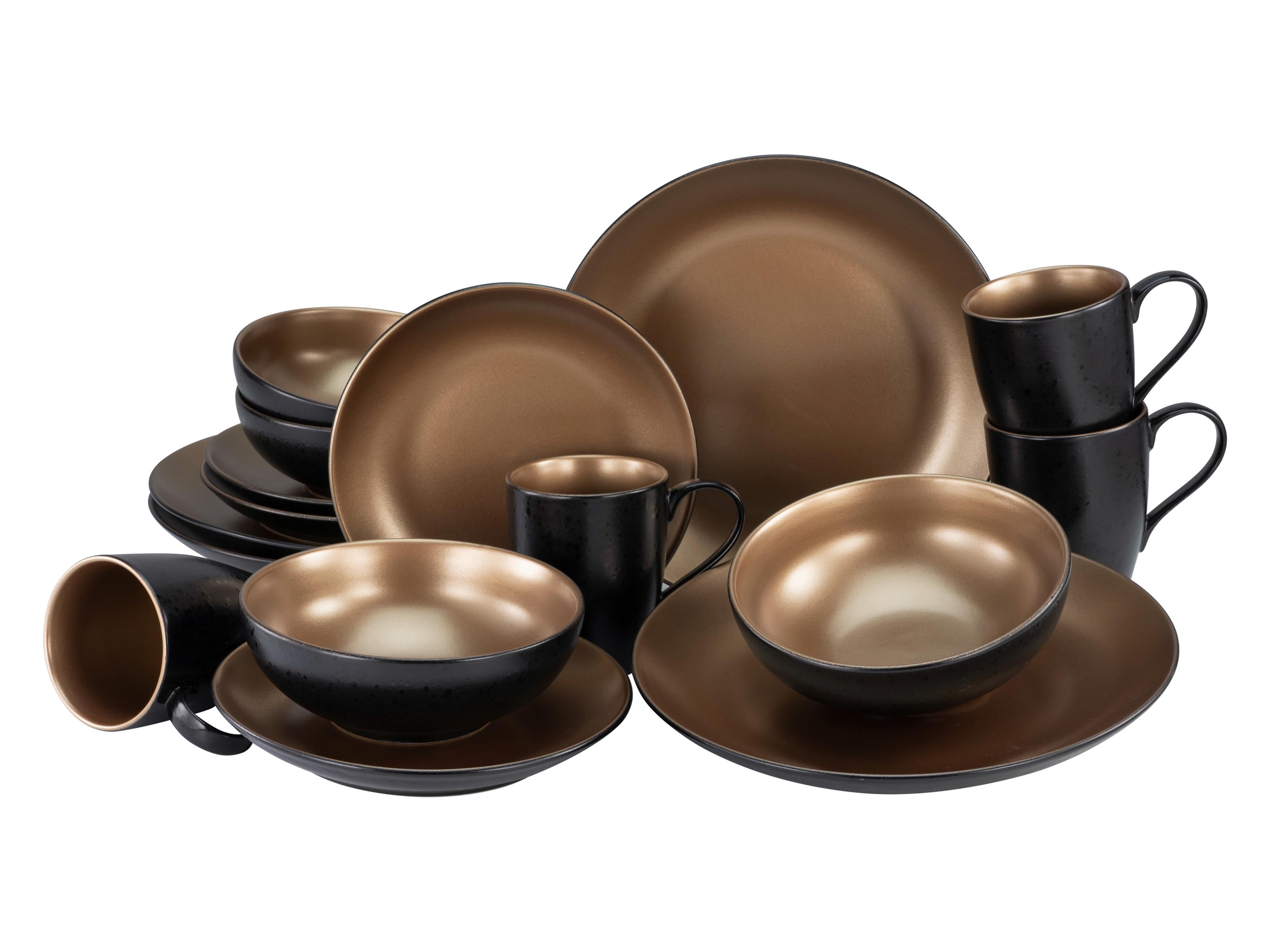 Kombiservice Schwarz/Goldfarben 16-teilig