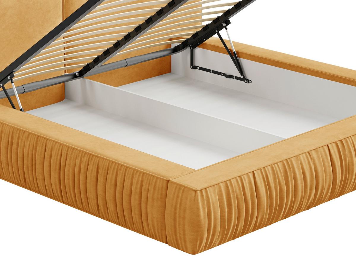 Polsterbett Vanessa mit Bettkasten 160x200 - Senfgelb/Schwarz, MODERN, Holz/Metall (160/200cm) - Livetastic