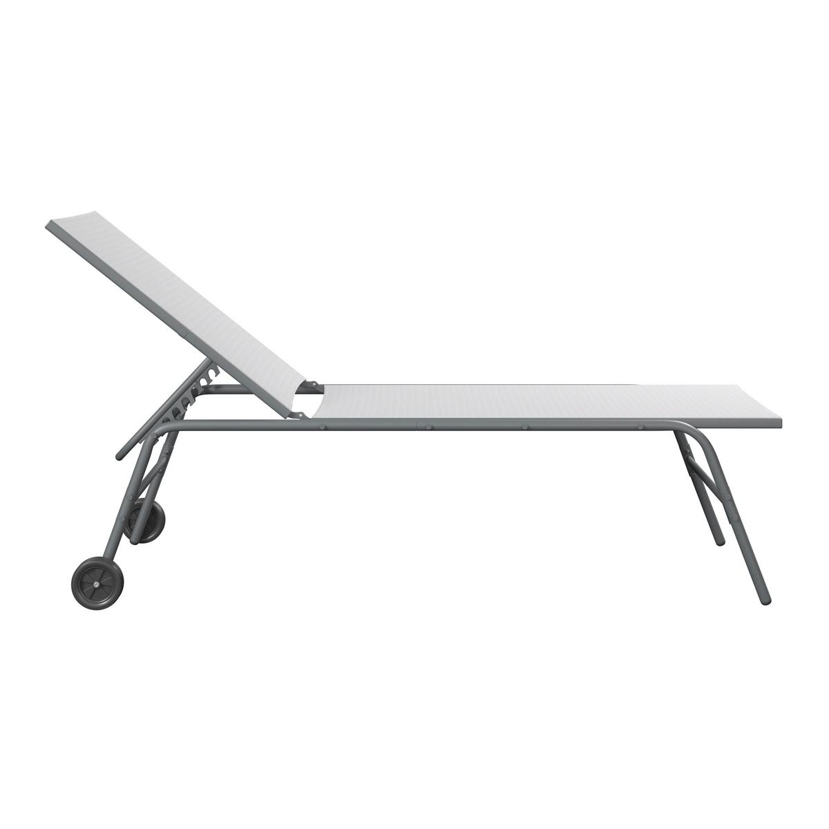 Sonnenliege Sevilla - Dunkelgrau/Hellgrau, MODERN, Textil/Metall (195/63/45cm) - Beldano