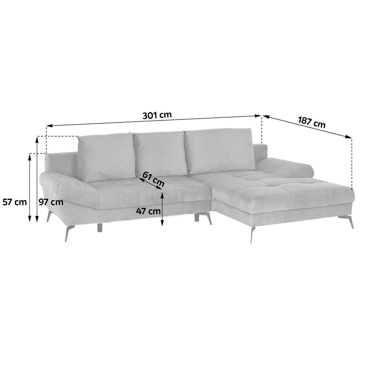 Ecksofa Mia - Gelb/Goldfarben, MODERN, Holz/Holzwerkstoff (301/187cm) - Luca Bessoni