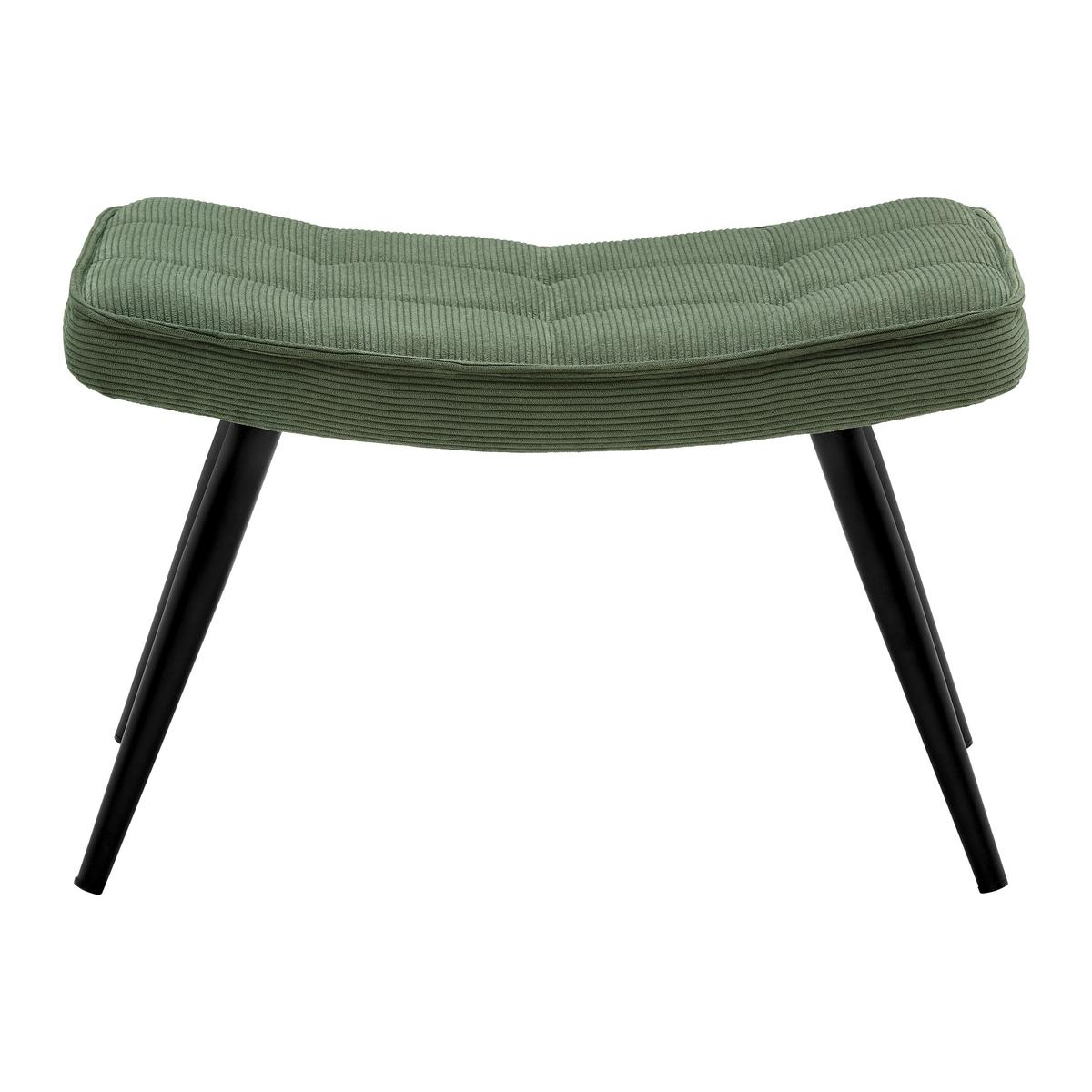 Taburet GUNVOR, zelený manšestr - černá/zelená, Moderní, kov/dřevo (59,5/39/40cm) - Mömax