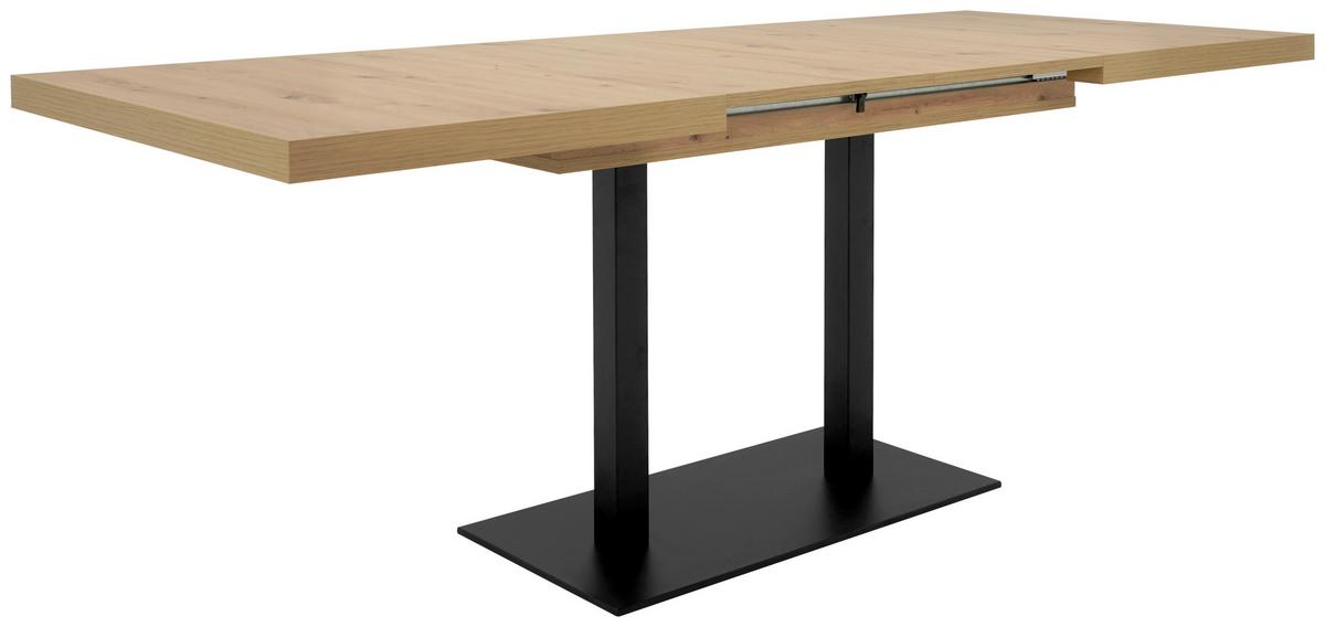 Kihúzható Étkezőasztal Quadrato - fekete/Artisan tölgy, Konventionell, faalapú anyag/fém (120/80/74cm) - MID.YOU