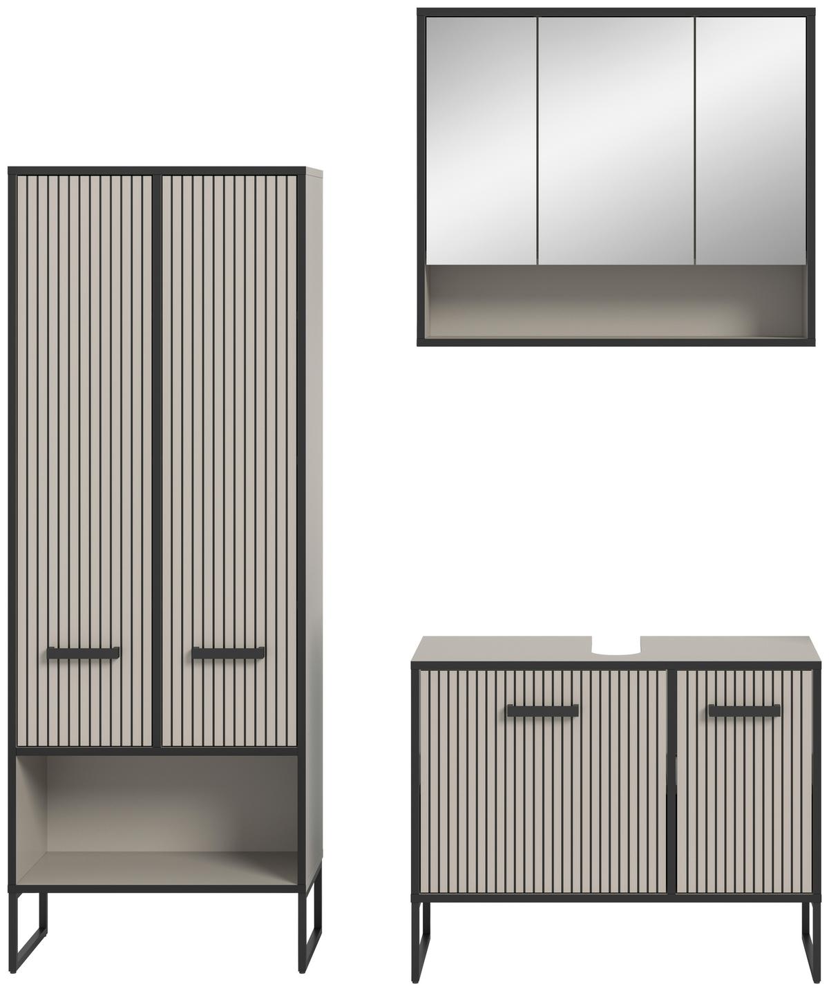 Badezimmer Bagno Schwarz/kaschmir B:139cm - Kaschmir/Schwarz, MODERN, Holzwerkstoff (139cm) - MID.YOU