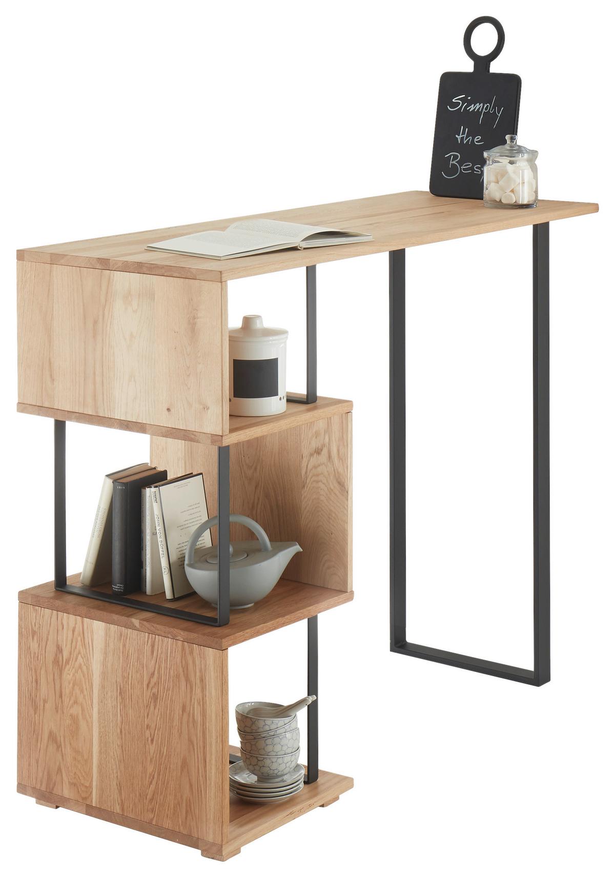 Bartisch Fernando 1 - Eichefarben/Schwarz, Design, Holz/Metall (135/50/105cm) - Livetastic