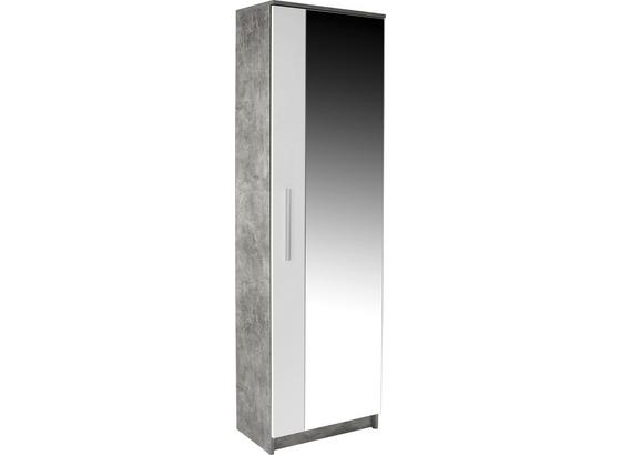 Előszobaszekrény Tina - Világosszürke/Fehér, modern, Faalapú anyag/Üveg (60/198/32cm) Előszobaszekrény Tina - Világosszürke/Fehér, modern, Faalapú anyag/Üveg (60/198/32cm)
