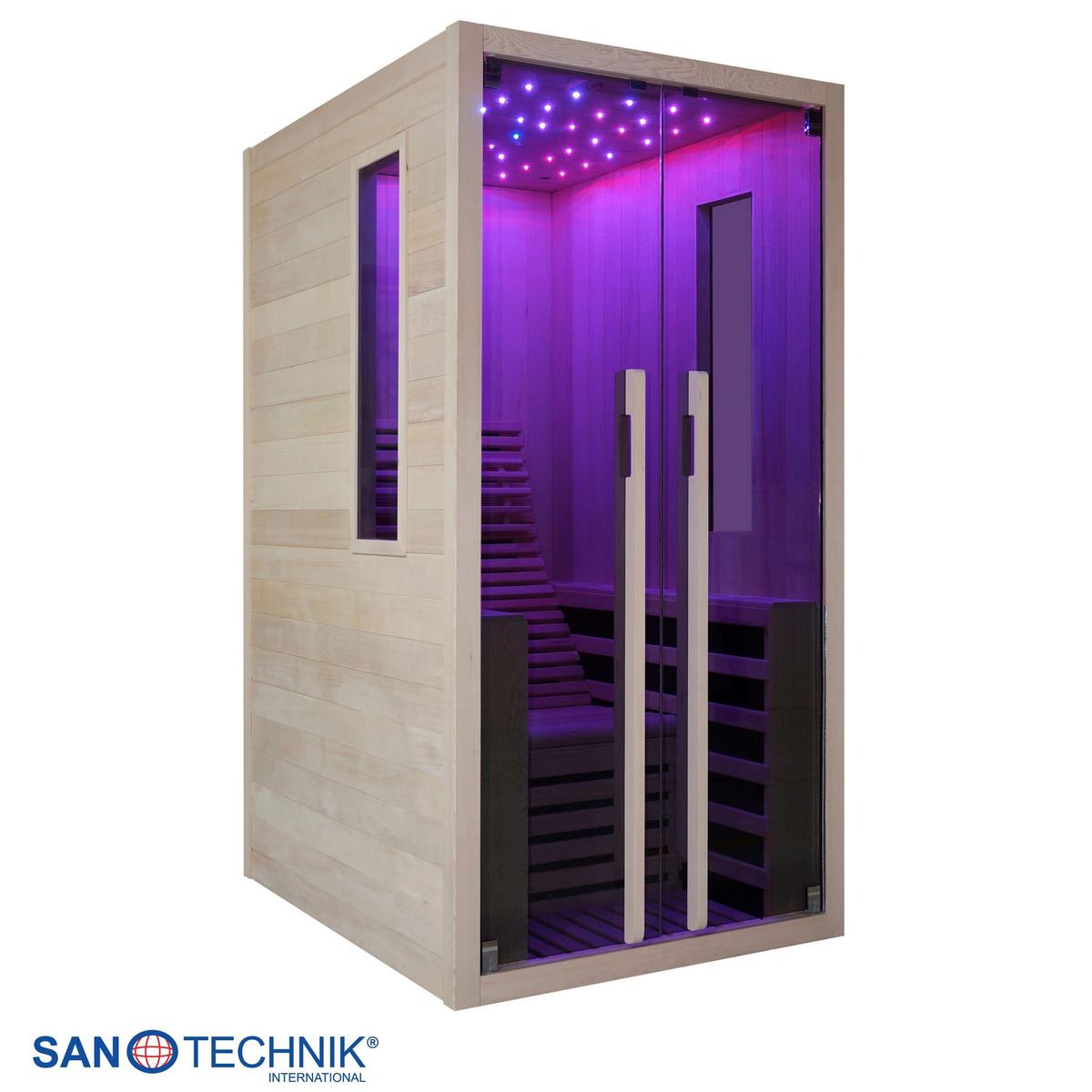 Infrarotkabine 1 Person 100x195x130 cm Carbon - Naturfarben, Basics, Holz (100/195/130cm) - Sanotechnik