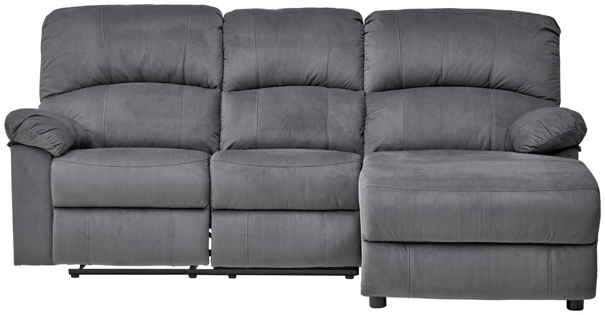 Ecksofa Boston - Schwarz/Grau, Basics, Textil/Metall (216/159cm) - P & B