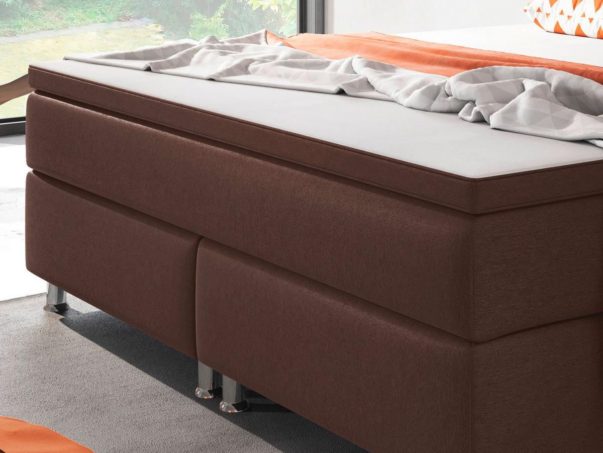 Boxspringbett Mit Topper 180x200 Cm Berlin F - Silberfarben/Braun, KONVENTIONELL, Textil (180/200cm) - MID.YOU