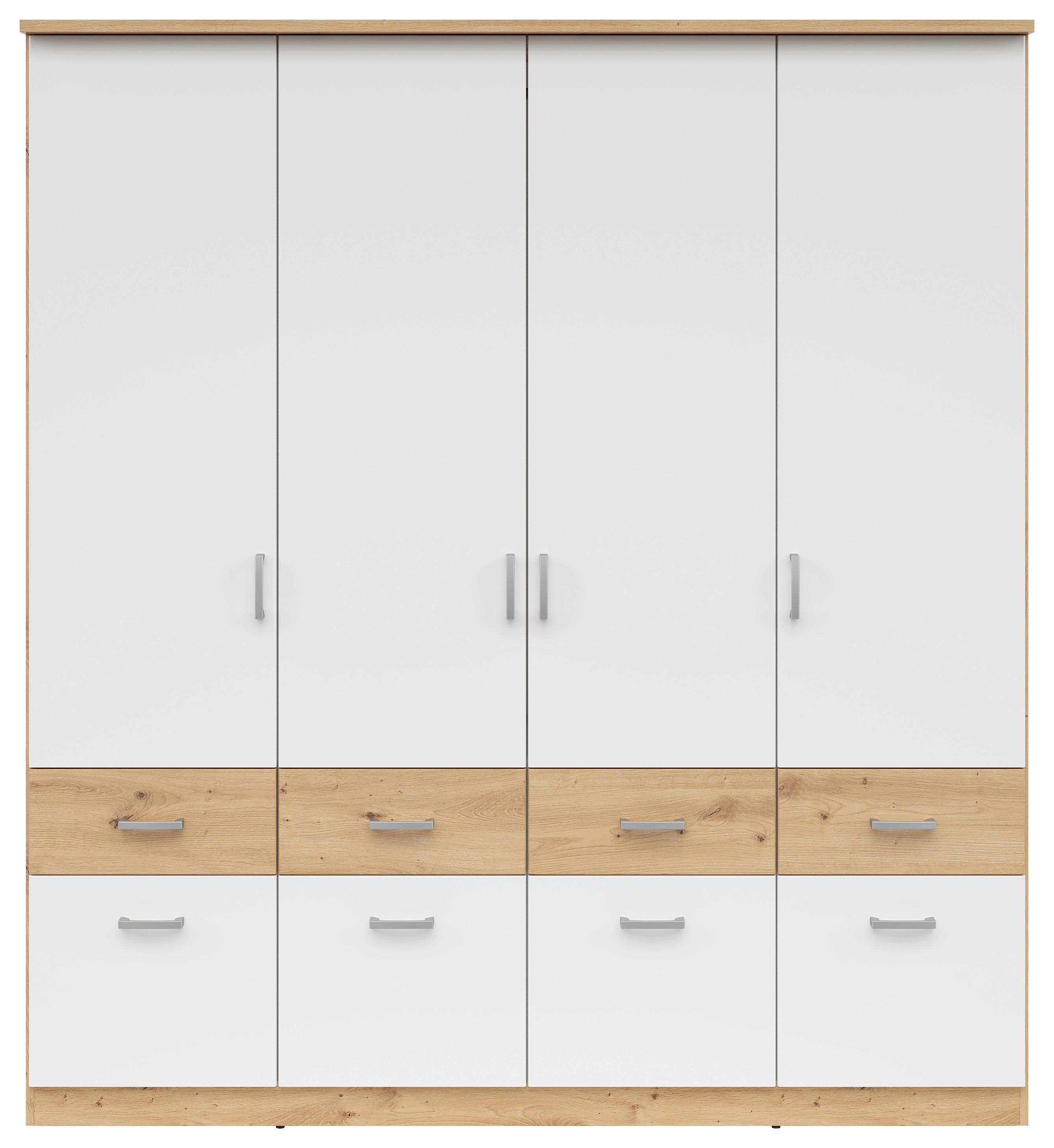 Moderner Drehtürenschrank aus Holzdekor in Artisan Eiche und Weiß