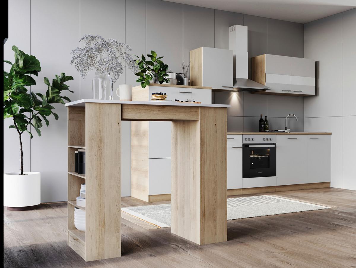 Bartisch Merle Weiß/Eiche Dekor B:103cm - Eichefarben/Weiß, Design, Holzwerkstoff (103/50/115cm) - Respekta