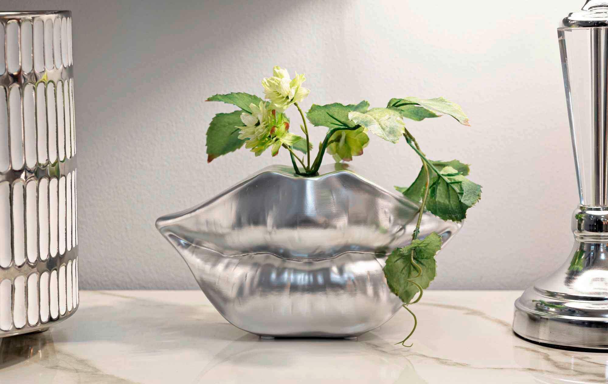 Vase Mouth Lip Silver Silberfarben B: 23 Cm - Silberfarben, Basics, Kunststoff (23/12/8cm)