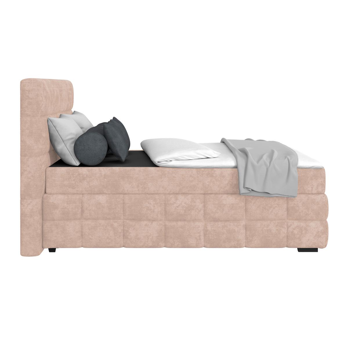 Čalúnená posteľ VEGA 140x200 cm, béžová - čierna/zelená, Trend, drevo/textil (140/200cm)