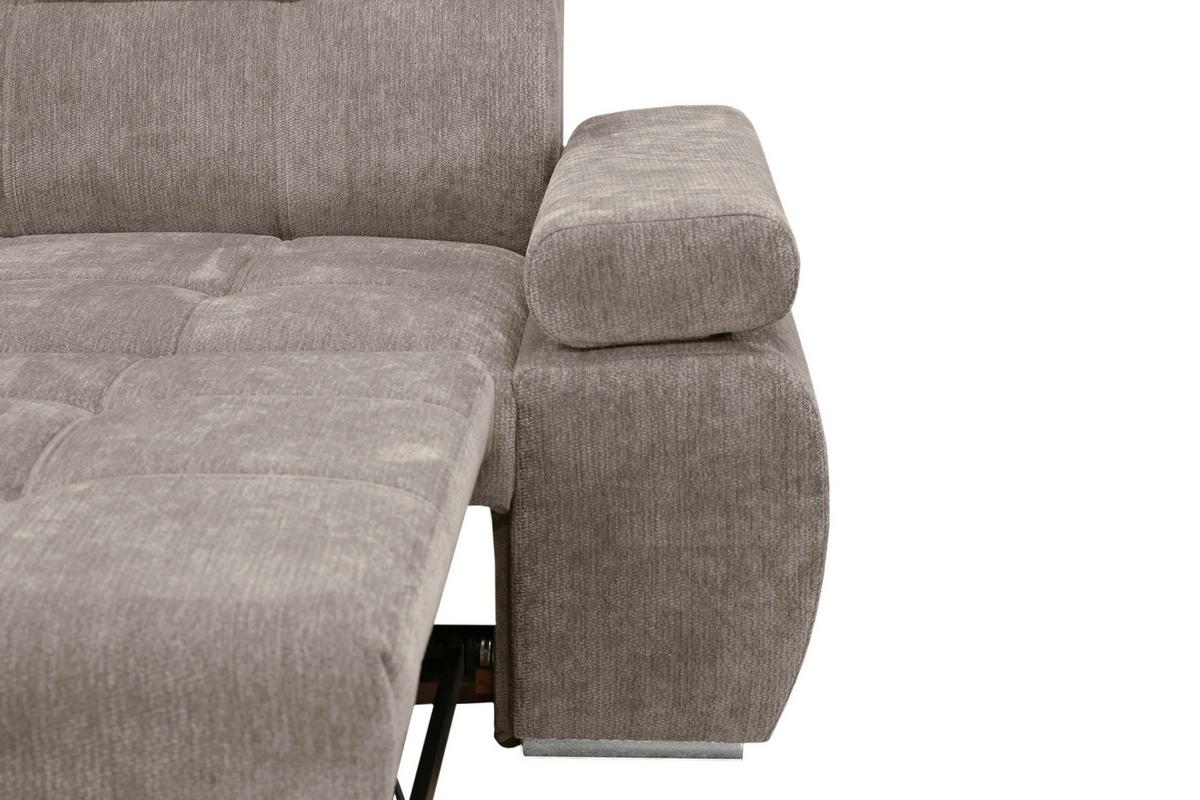 Rohová sedačka VEGAS, levá, šedohnědá žinylka - barvy stříbra/šedohnědá, Design, dřevo/textil (173/294cm)