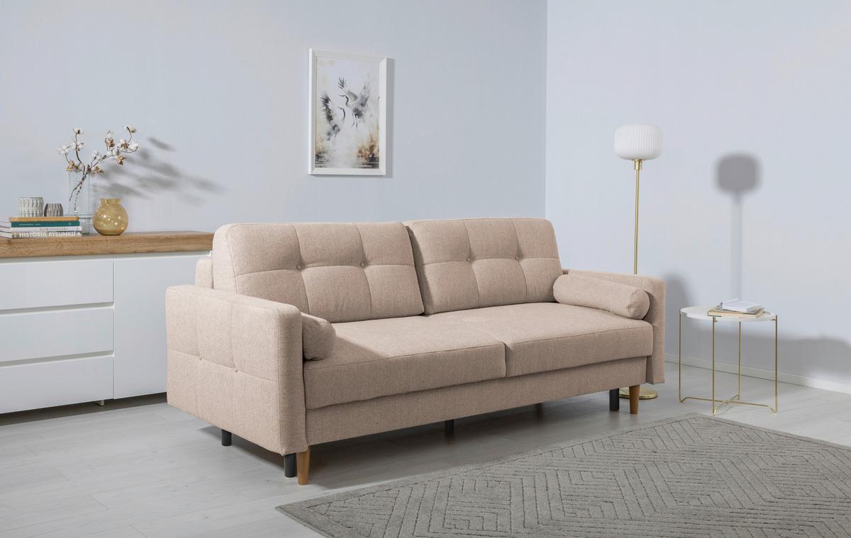 Schlafsofa Noret, Creme B: 222 Cm - Beige/Buchefarben, Design, Textil (222/93/99cm) - MID.YOU
