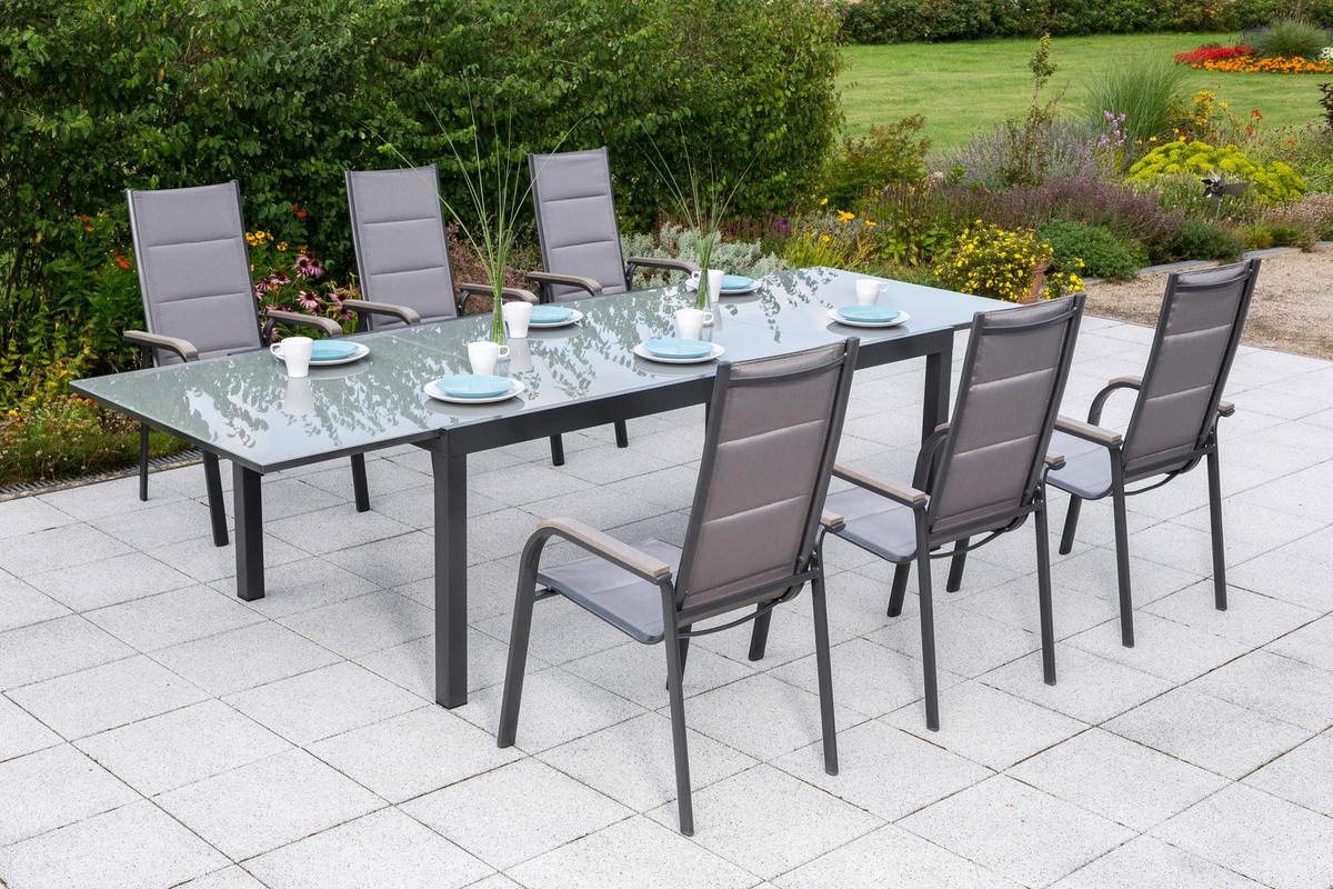 Gartenset Trivero - Graphitfarben/Braun, MODERN, Textil/Metall - Gardenson