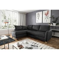 Ecksofa Compact Schwarz S: 227x168 Cm - Buchefarben/Schwarz, Design, Leder/Textil (227/168cm) - Livetastic