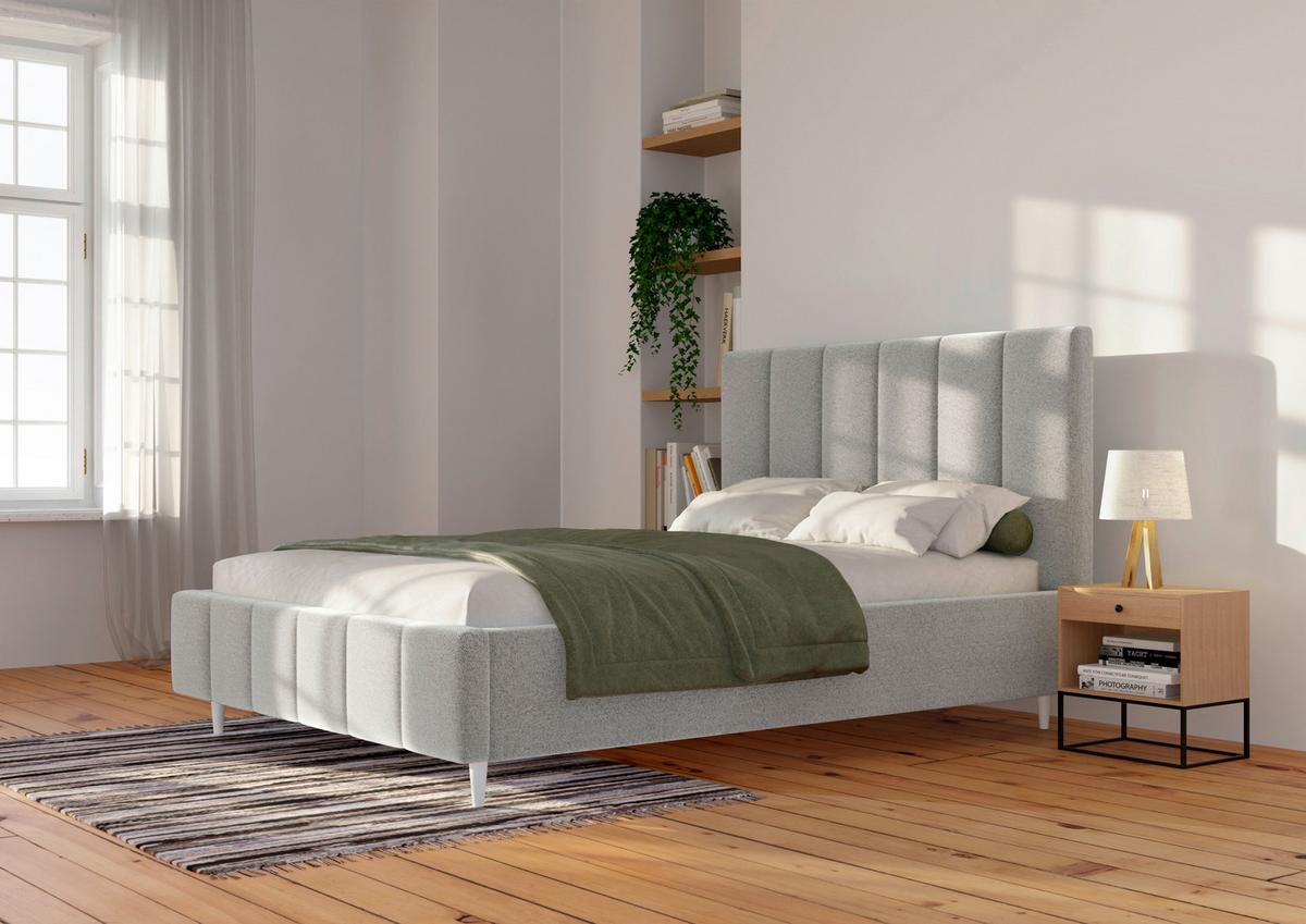 Polsterbett Talera Loft grau 140x200 cm - Buchefarben/Schwarz, KONVENTIONELL, Holz/Textil (140/200cm)