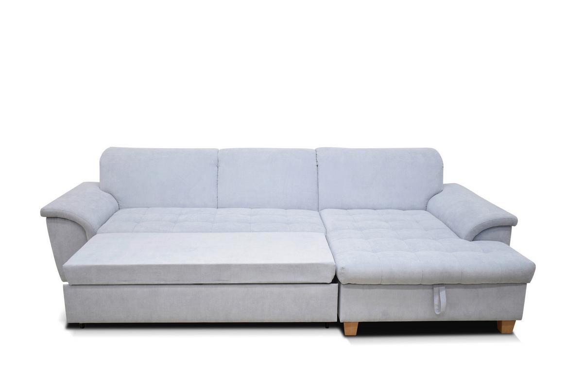 Ecksofa Mit Schlaffunktion Franzi Pastellblau Mikrofaser - Pastellblau/Eichefarben, KONVENTIONELL, Textil (279/170cm) - MID.YOU