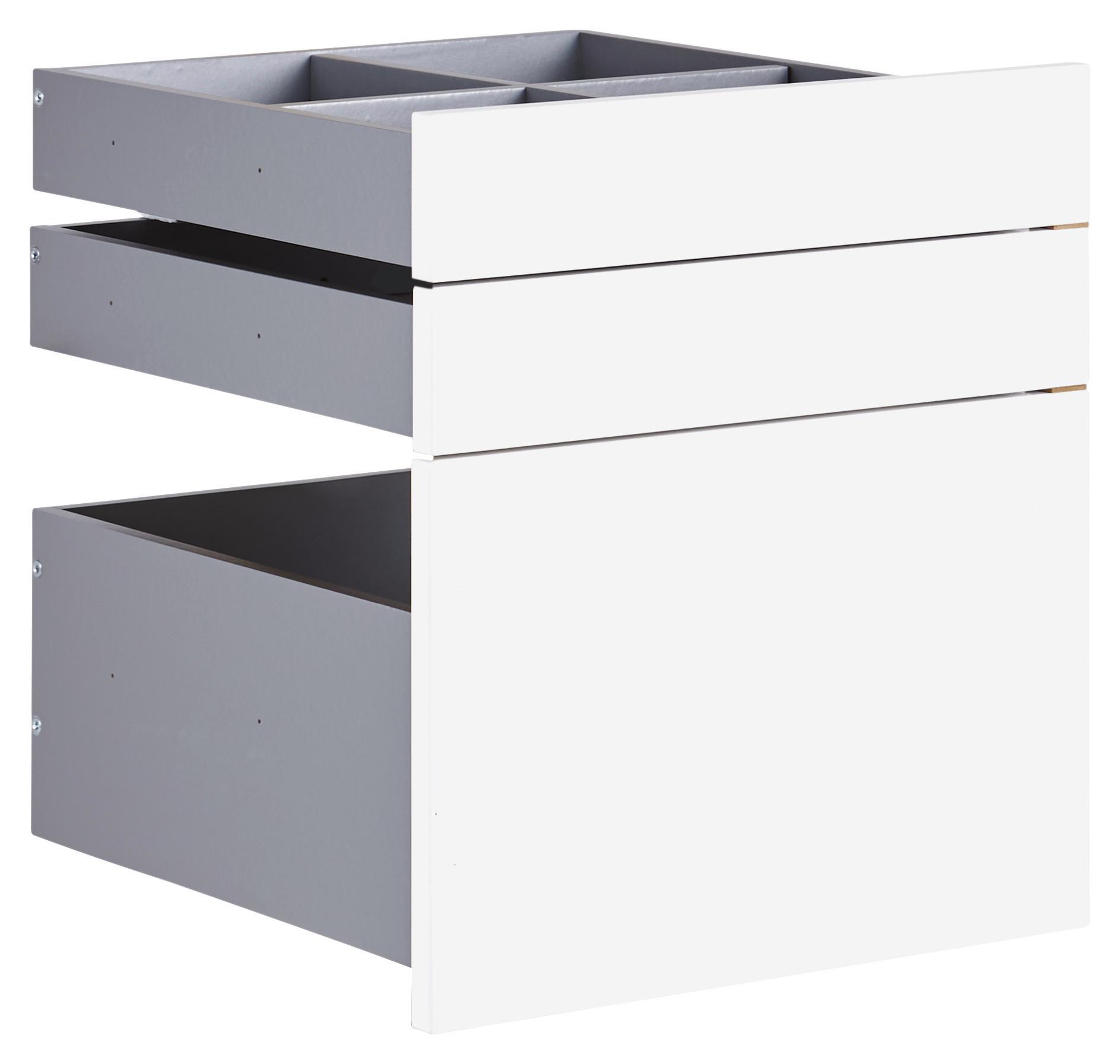 SADA ZÁSUVEK UNIT - vysoce lesklá bílá, Moderní, kompozitní dřevo (45,3/50,3/47cm) - Ondega