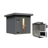 Saunahaus Bente 2 196/212/196 cm - Grau, Basics, Holz (196/212/196cm)
