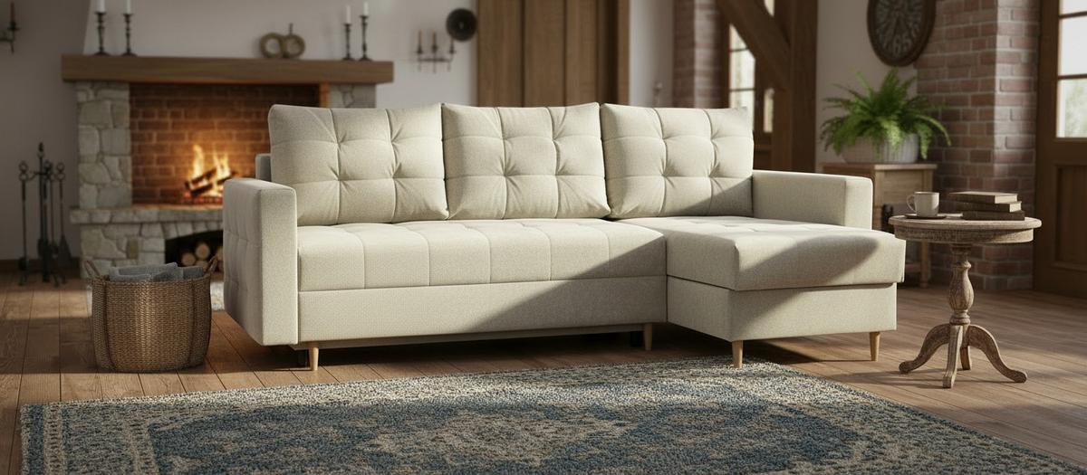 Ecksofa Asti Creme S: 232x141 cm - Creme, Design, Textil (232/141cm) - MID.YOU