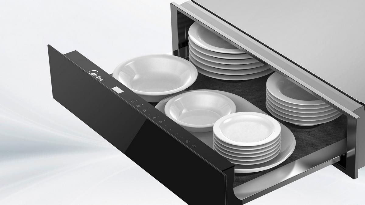 Wärmeschublade MWmtcn14j-Bk - Schwarz, MODERN, Glas (59.5/14.1/54.1cm) - Midea