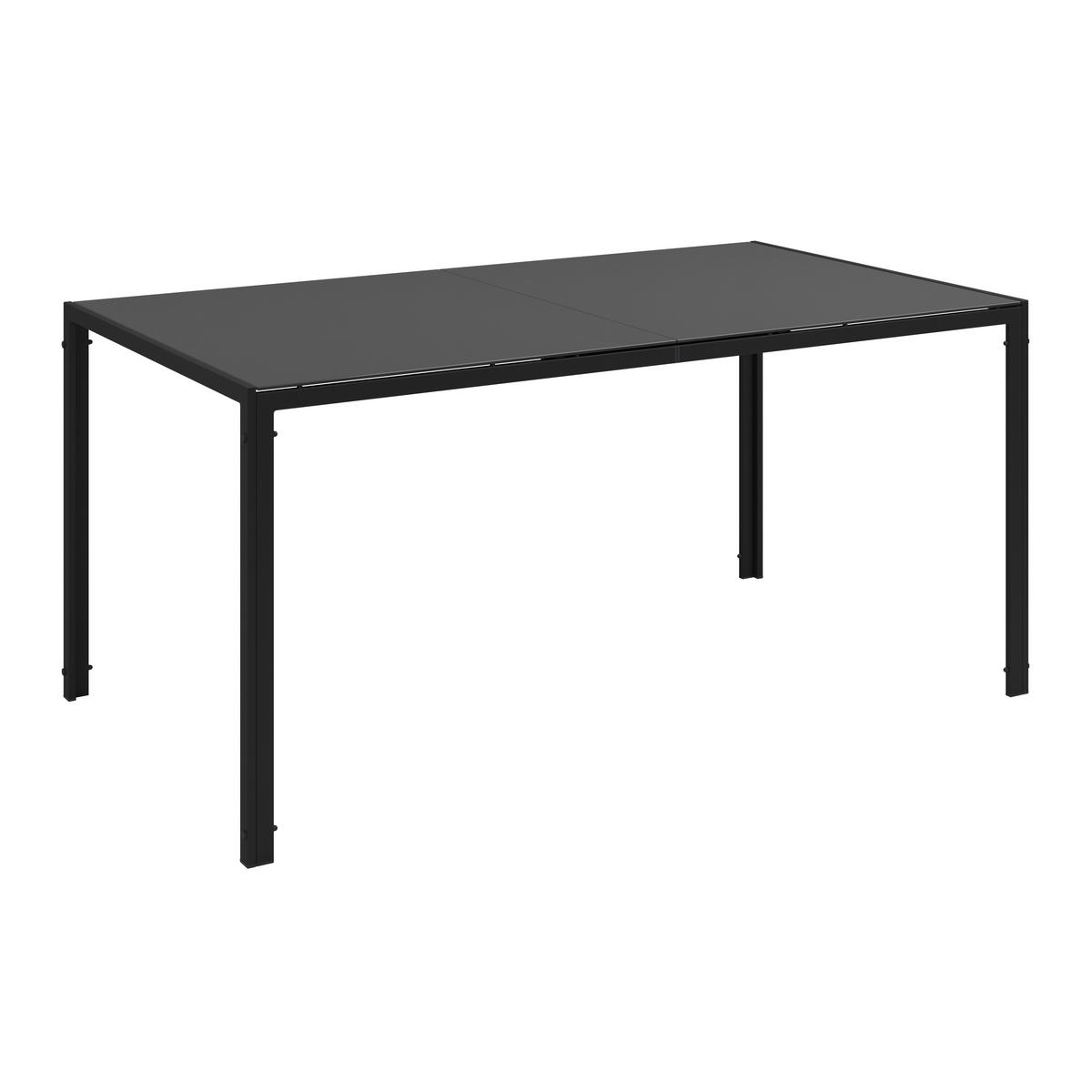 Gartenmöbel Set 7-tlg. Toulon Aus Metall/textil/glas - Dunkelgrau/Schwarz, MODERN, Glas/Textil (50/90/82/75/59,5/160cm) - Beldano