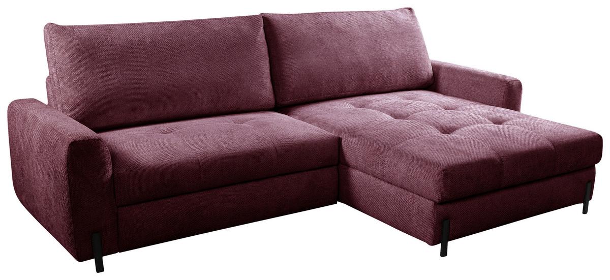 Ecksofa Naomi Bordeaux/Schwarz, 265 cm - Bordeaux/Schwarz, Design, Textil (265/162cm) - MID.YOU