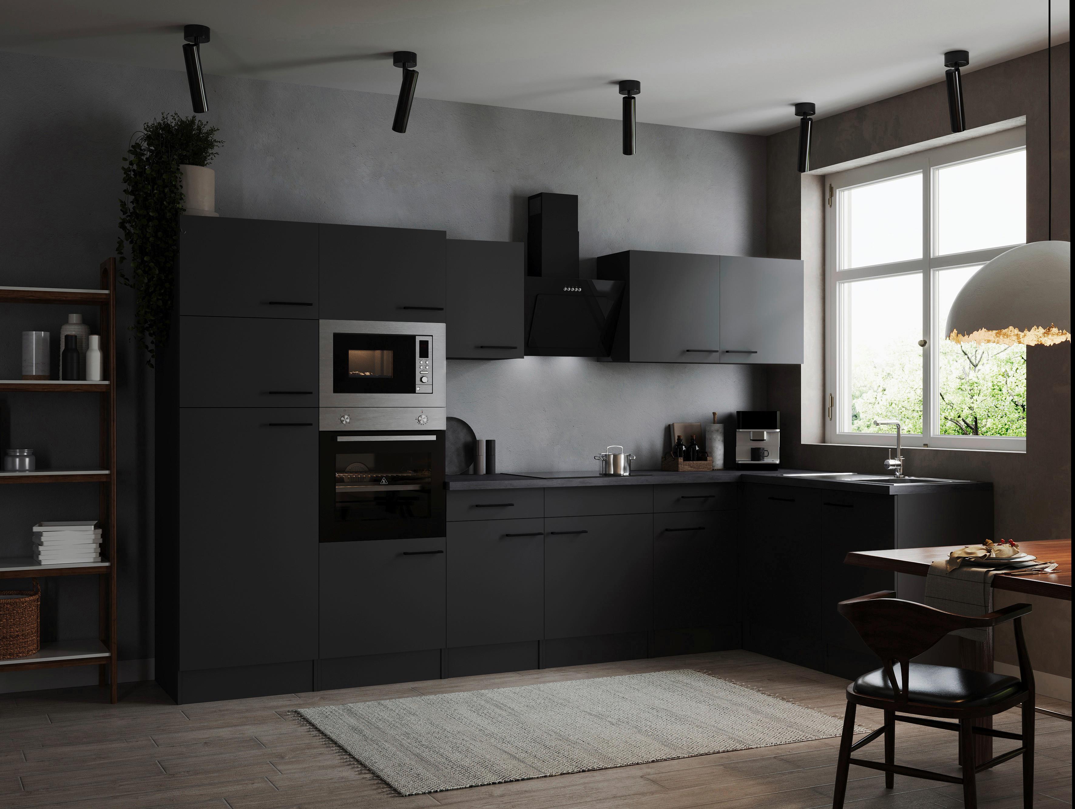 Eckküche Oliver Dunkelgrau S: 340x172cm - Dunkelgrau/Grau, Design, Holzwerkstoff (340/172cm) - Respekta