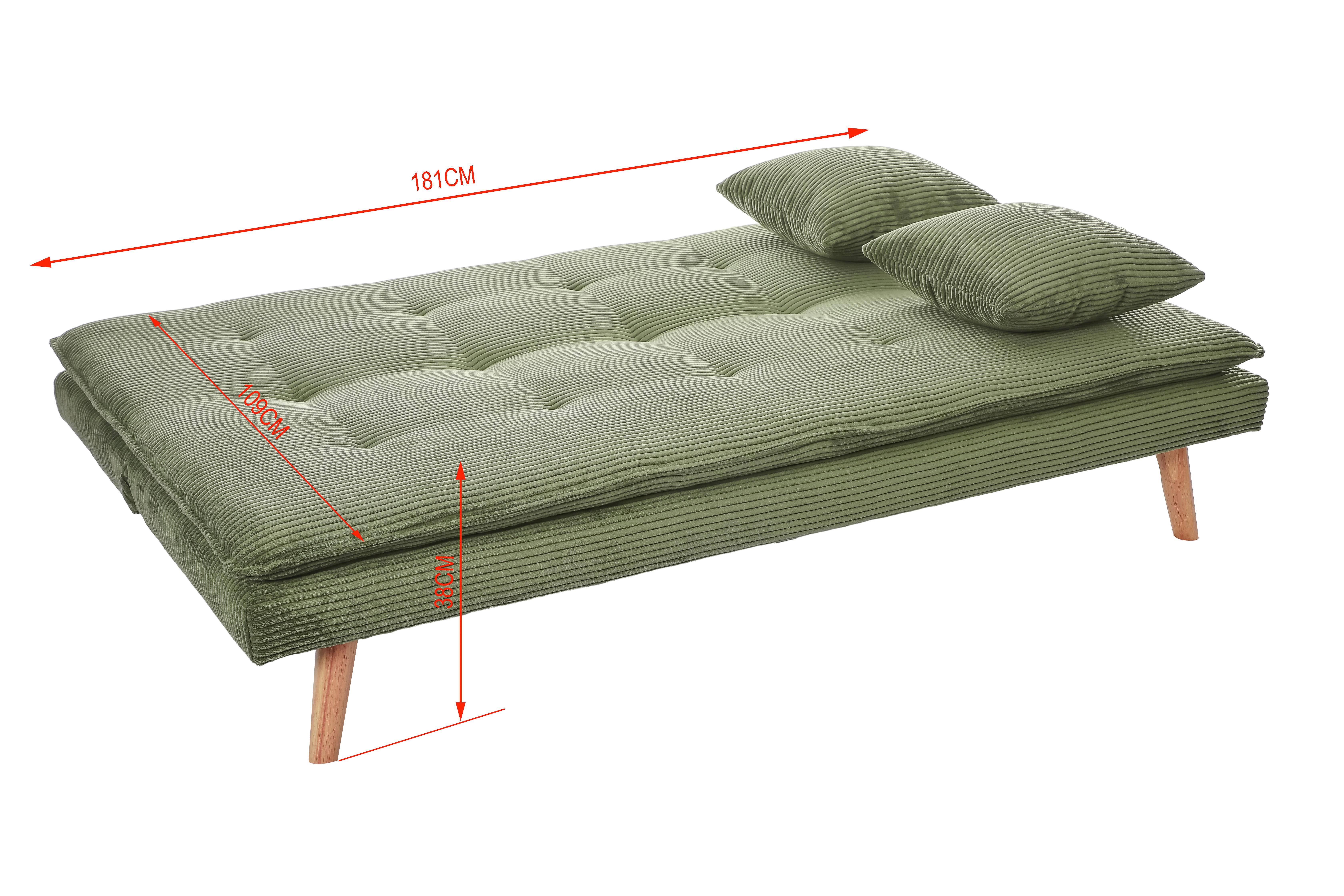 Schlafsofa Passau Grün B: 181 Cm - Schwarz/Naturfarben, Basics, Holz/Textil (181/77cm) - P & B