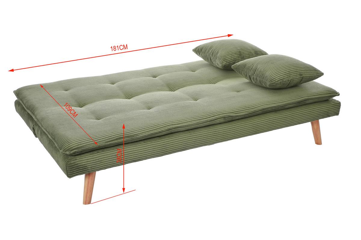 Schlafsofa Passau Grün B: 181 Cm - Schwarz/Naturfarben, Basics, Holz/Textil (181/77cm) - P & B