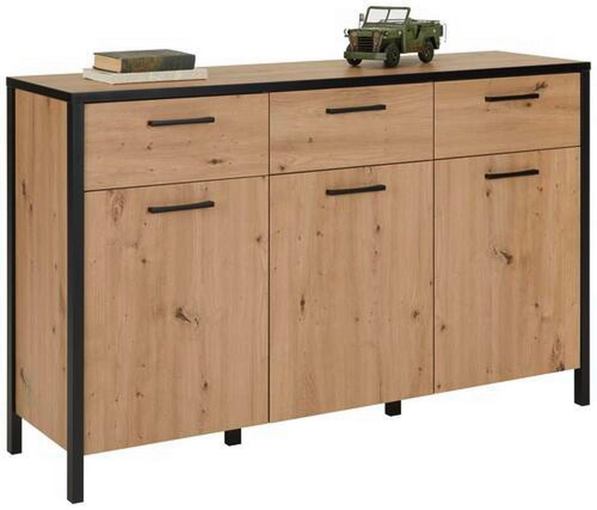 ŠIROKÁ KOMODA KIRIKUS - barvy dubu/černá, Lifestyle, kompozitní dřevo/plast (139,8/89,5/40,2cm) - Mömax