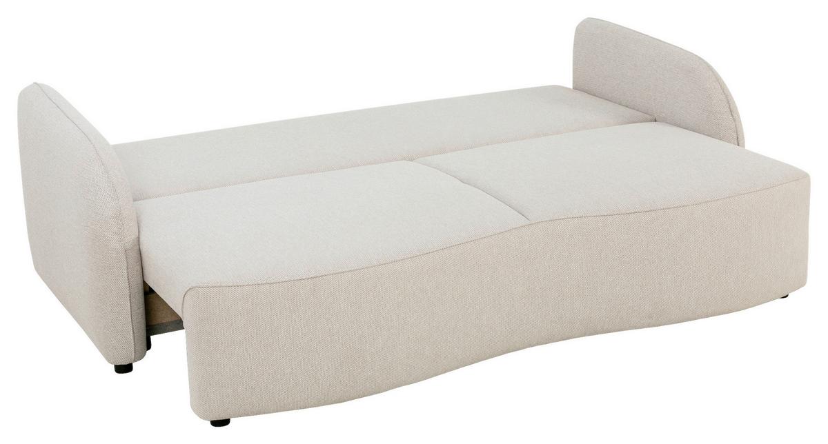Schlafsofa Bari mit Bettkasten beige, 215x100cm - Beige/Schwarz, KONVENTIONELL, Holz/Holzwerkstoff (215/100cm)