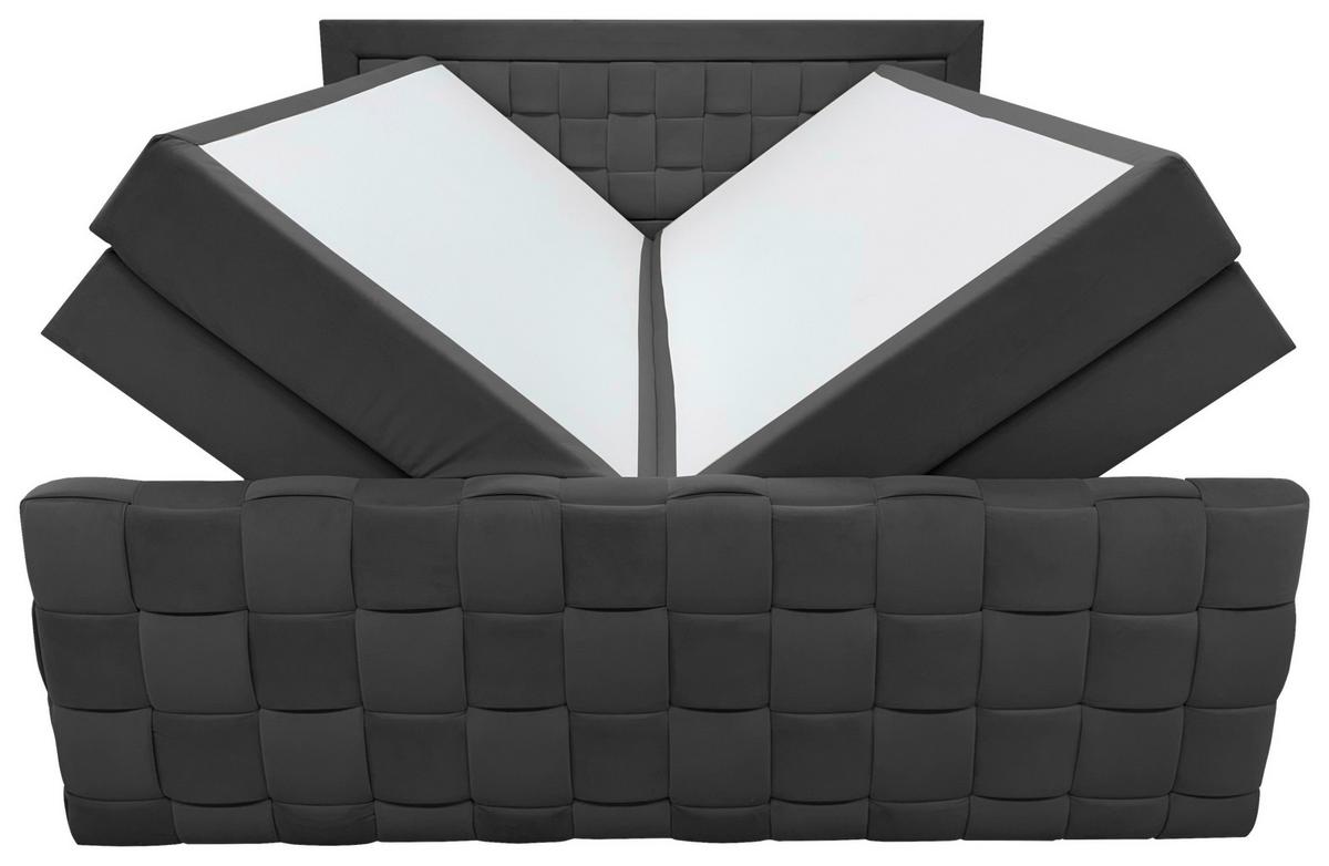 Boxspringbett Grenada Schwarz Lf: 180x200 cm - Schwarz, MODERN, Textil (180/200cm) - Livetastic