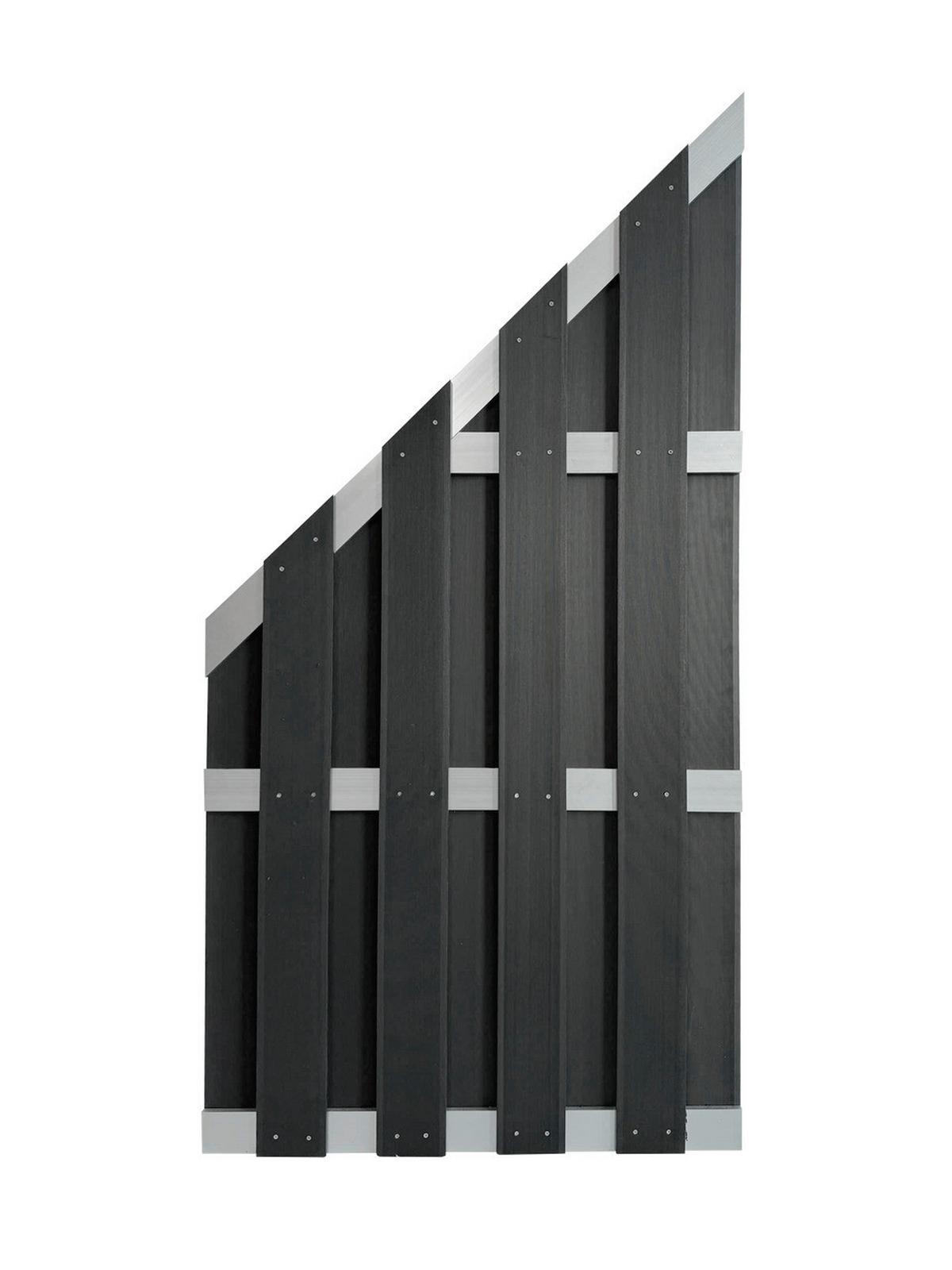 WPC Sichtschutz-Schrägelement schwarz - Schwarz, Basics, Kunststoff (90/90/180cm)