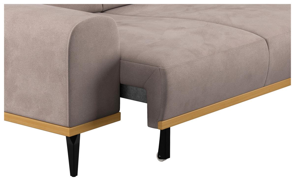 Ecksofa Sandfarben Mit Sitzvorzug S: 244x157 Cm - Sandfarben/Schwarz, KONVENTIONELL, Textil (244/157cm) - Cotta