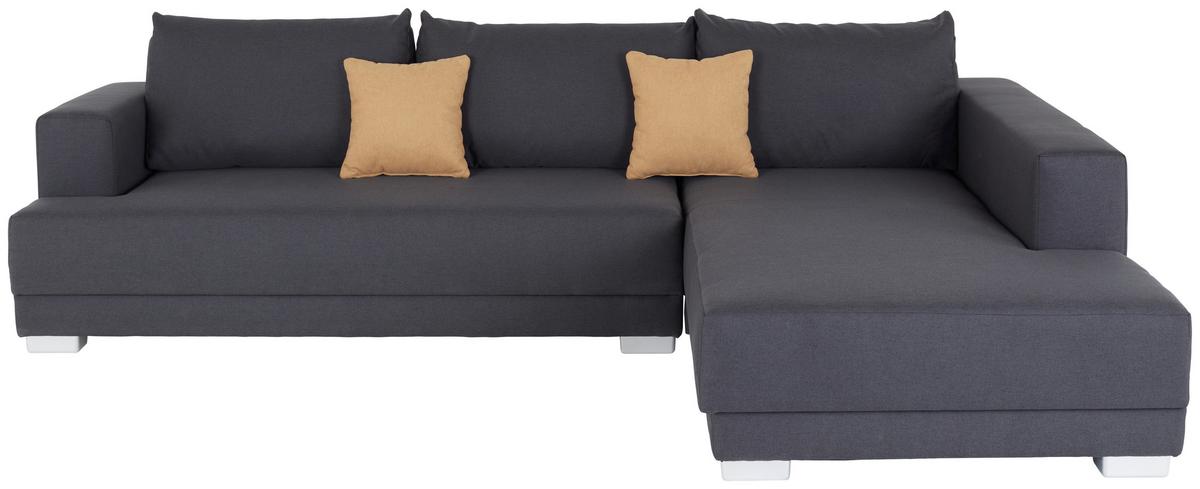 Ecksofa mit Bettkasten Anthrazit inkl. Zierkissen - Anthrazit/Gelb, MODERN, Holz/Holzwerkstoff (300/220cm)