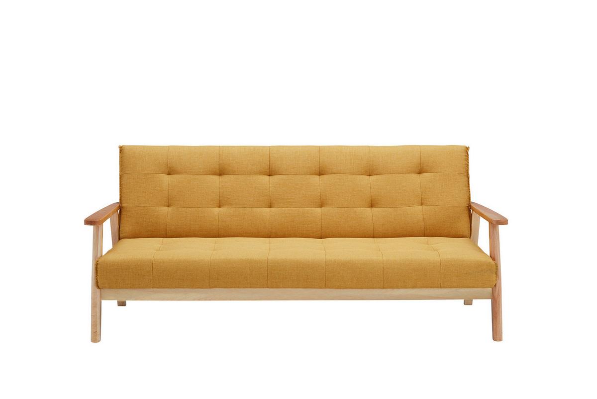 Schlafsofa Naturfarben/senfgelbb: 190 Cm - Senfgelb/Naturfarben, MODERN, Holz/Textil (190/81/85cm) - Livetastic