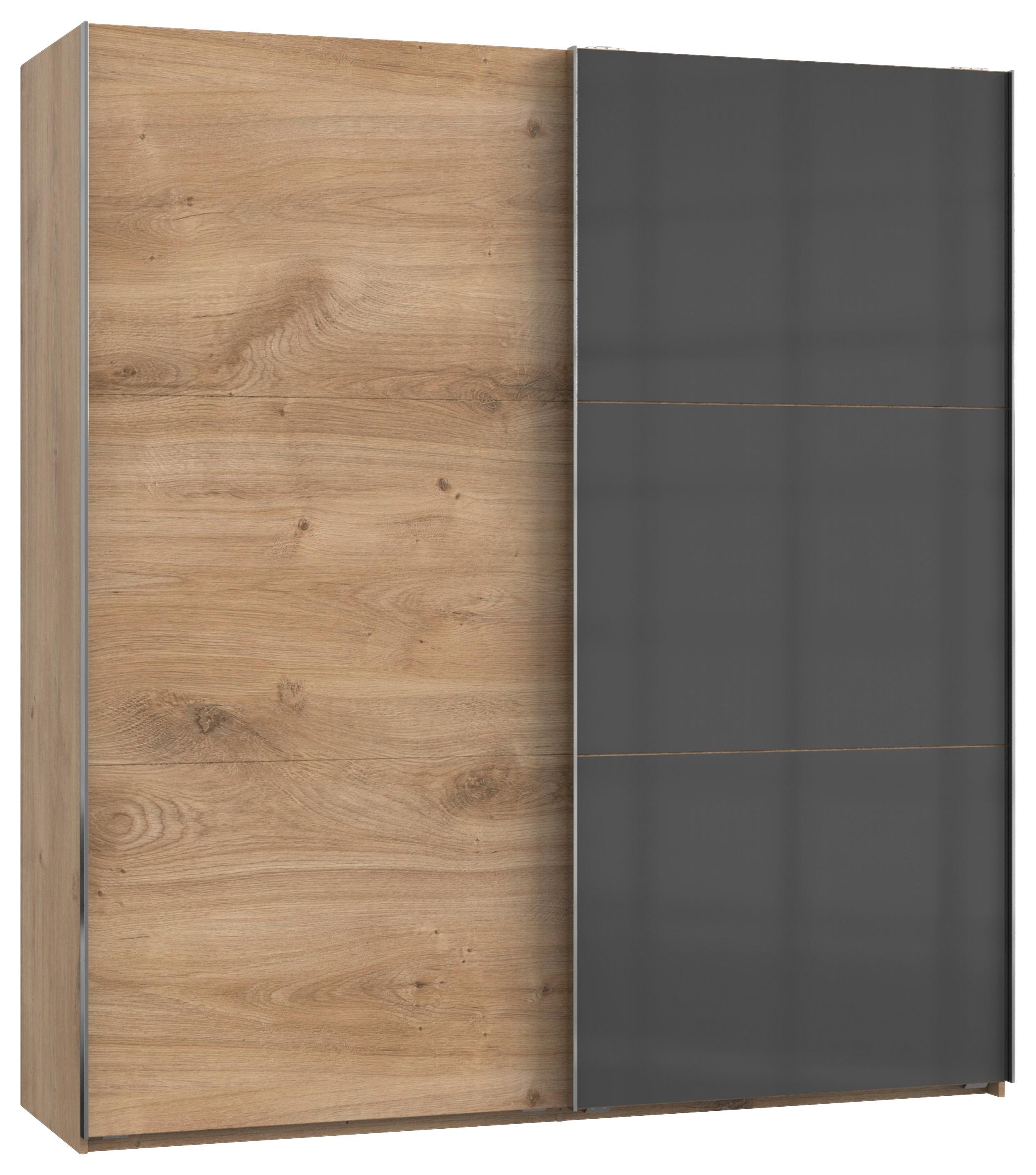 Schwebetürenschrank B: 200 Cm Level Grau/eichefarben Dekor - Eichefarben/Grau, MODERN, Holzwerkstoff (200/216/65cm) - MID.YOU