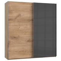 Schwebetürenschrank B: 200 Cm Level Grau/eichefarben Dekor - Eichefarben/Grau, MODERN, Holzwerkstoff (200/216/65cm) - MID.YOU