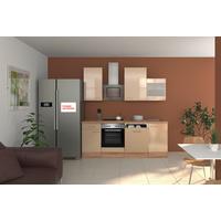 Küchenzeile Nepal mit Geräten 220 cm Kaschmir/Eiche Dekor - Kaschmir/Sonoma Eiche, MODERN, Glas/Holzwerkstoff (220cm) - FlexWell