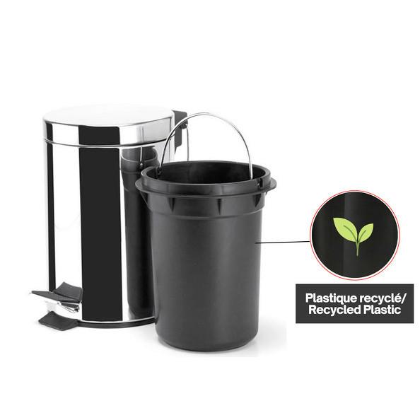 Treteimer Unis 3l Silberfarben Metall Dxh: 17x25 Cm - Silberfarben/Schwarz, Basics, Kunststoff/Metall (17/25cm)