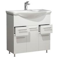 Waschtischkombi Lisalo XL - Silberfarben/Weiß, MODERN, Keramik/Holzwerkstoff (75cm) - MID.YOU