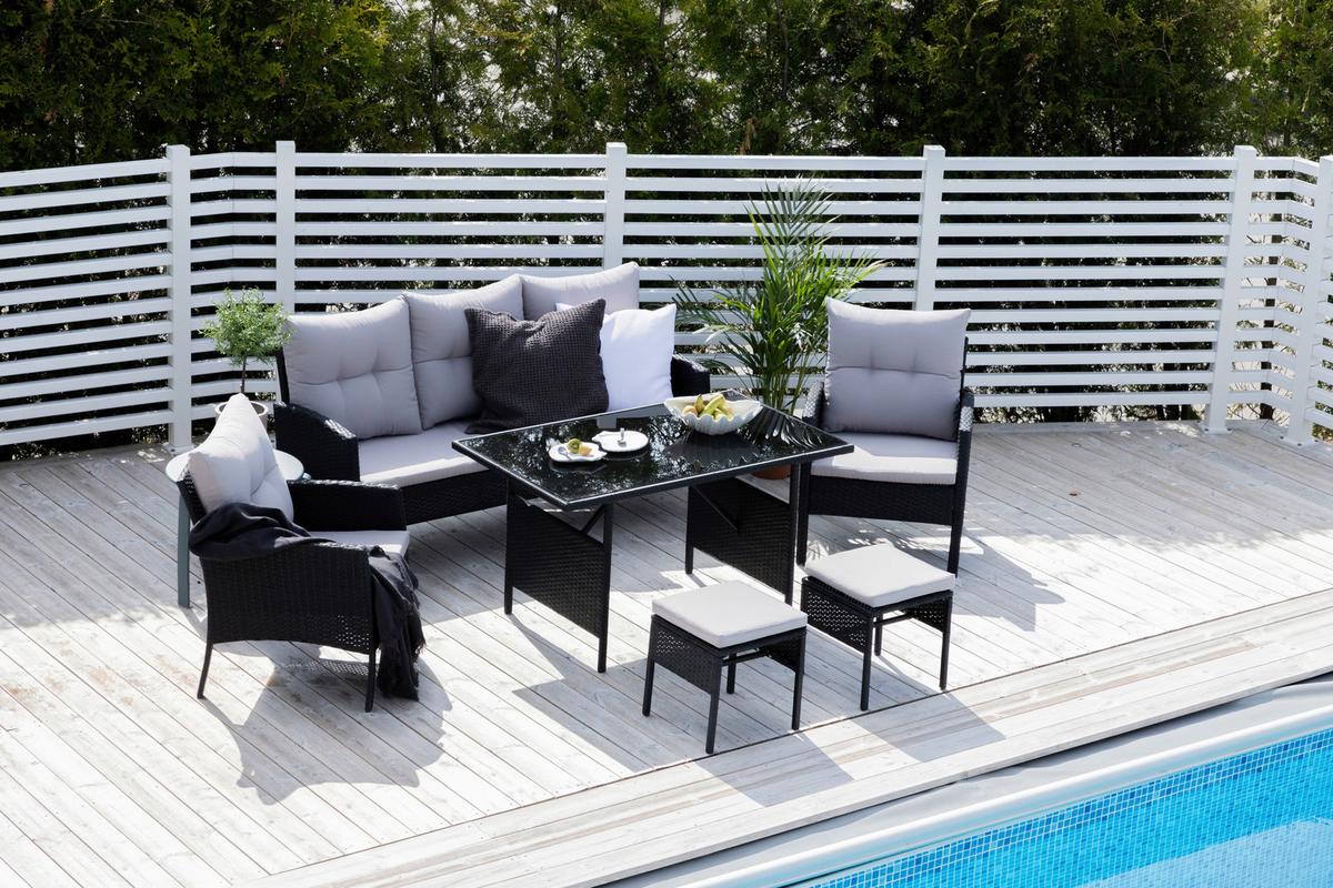 Dining-Loungeset Knock - Schwarz/Grau, KONVENTIONELL, Kunststoff - Gardenson