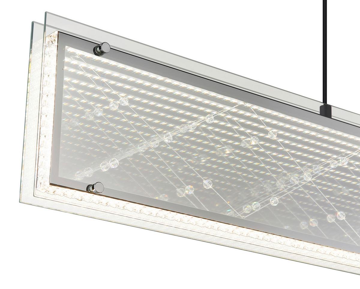 LED-Hängeleuchte Memory-Funktion - Klar/Chromfarben, Design, Glas/Kunststoff (113/8/120cm) - Globo