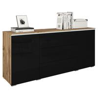 Široká komoda VERA dub/čierna - sivá/dub wotan, Lifestyle, kompozitné drevo/plast (150/67,9/39,5cm) - P & B