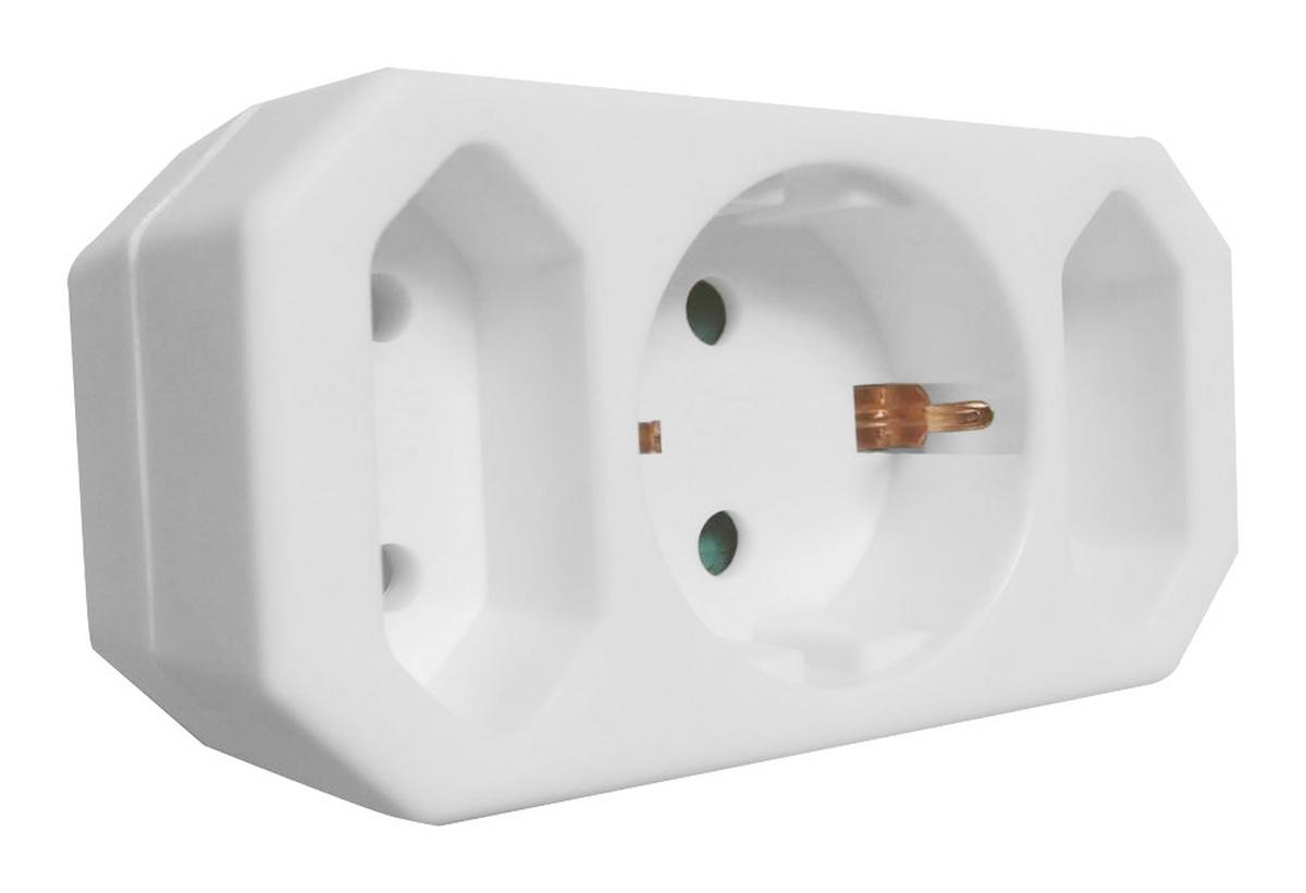 Mehrfachsteckdose 3-Fach Weiß mit Kinderschutz - Weiß, KONVENTIONELL, Kunststoff (9,2/4,8/7,5cm) - Ondega